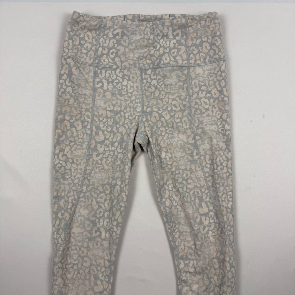 Varley Womens Grey Tan Leopard Print High Rise Athletic Leggings Size S